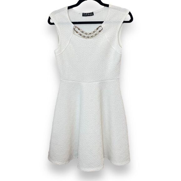French Atmosphere Rose Textured Beaded Dress Sz S - Picture 1 of 12